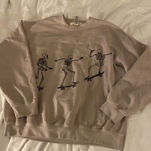 Tan color skeleton crew neck